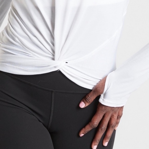 Athleta Essence Twist Top, White Long Sleeve - Picture 2 of 3